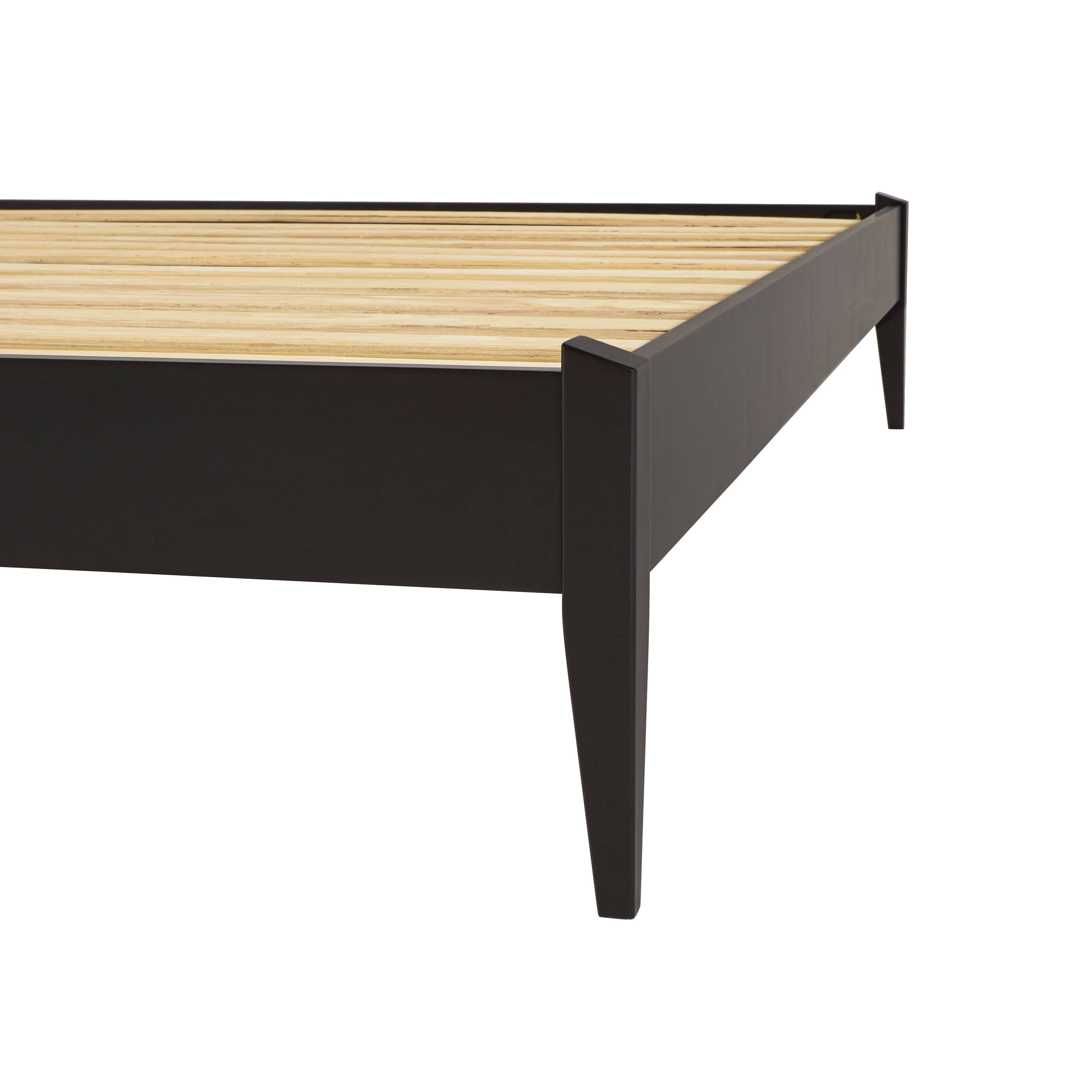 Keelin 15" King Size Platform Bed Frame, Modern, Solid Wood Bed, Ivory Black