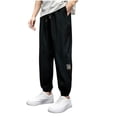 thumbnail image 2 of PNTUTB Men's Cuffed Pants Elastic Waist Drawstring Athletic Pant Soild Color Loose Casual Comfort Daily Workout Trendy Fashion Pants with Pockets, 2 of 6