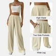 thumbnail image 5 of Women Casual Elastic Waist Loose Paper Bag Pants with Pockets Beige XL, 5 of 6
