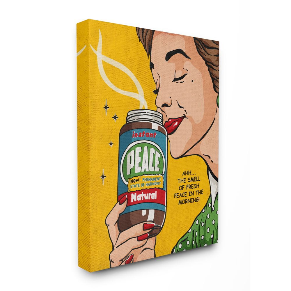 Stupell Industries Instant Peace Funny Vintage Comic Book Design Canvas Wall Art by Ester Kay