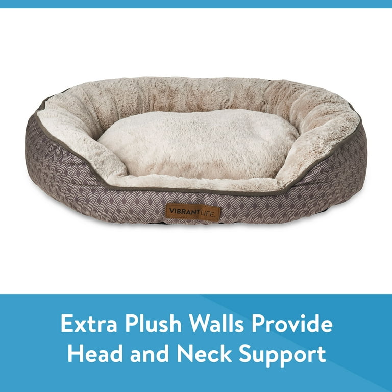Vibrant Life Medium Oval Cuddler Pet Bed Taupe Walmart