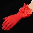 thumbnail image 4 of Fashion Chiffon White Marriage Party Bride Mittens Driving Gloves Bow Lace Gloves WHITE, 4 of 8
