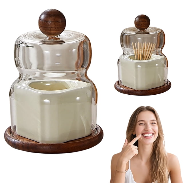 Klonfd Toothpick Holder And Organizer Dispenser For Kitchen Countertop And Bathroom Storage
