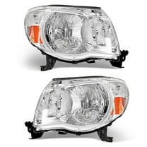 TopAutoGear for 2005 2006 2007 2008 2009 2010 2011 Toyota Tacoma Headlights assembly Chrome Housing Clear Lens with Amber Reflector Headlight Replacement Driver and Passenger Side
