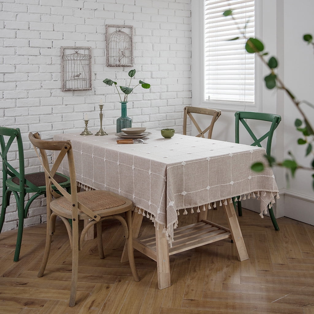 Washable Square Embroidered Solid Color Cotton Tassel Coffee Table Table Mat