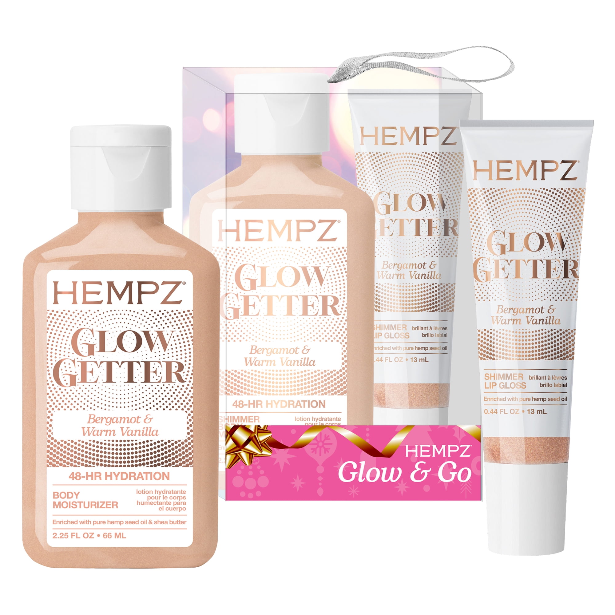 Hempz Limited-Edition Glow & Go Moisturizing Shimmer Mini Body Lotion & Lip Balm Gift Set