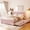 Pink, variant on Mintazer Queen Size Velvet Upholstered Platform Bed with Headboard & Twin XL Trundle for Bedroom, Beige