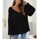 thumbnail image 3 of Blusa de ajuste casual Cuello en V Manga larga Cadena Blusa de mujer de moda para citas en la oficina Negro XL, 3 of 6