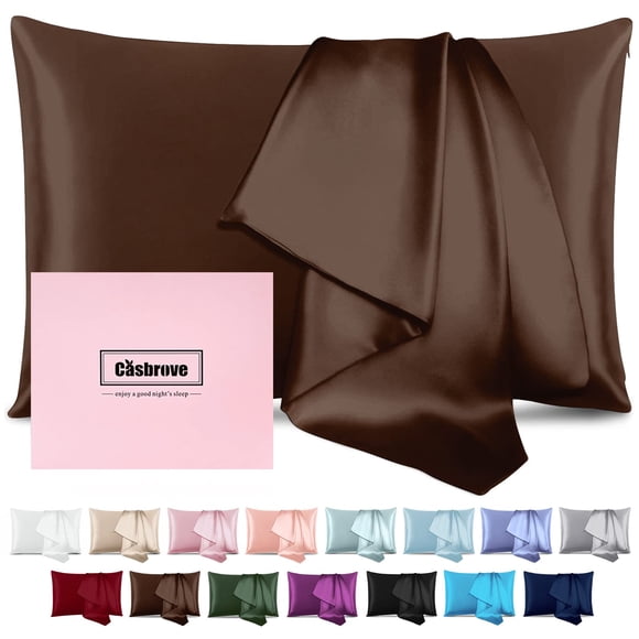Funda de Almohada Casbrove de Seda de Morera Suave, Transpirable y Marrón