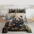 thumbnail image 2 of Feelyou Rustic Bear Boy Queen Comforter Set, Vibrant Groovy Floral Bedding Set, 3pcs, 2 of 8