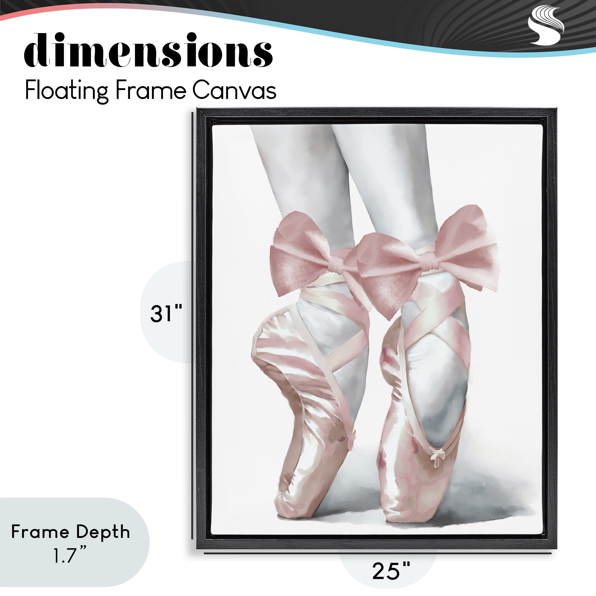 Stupell Industries Ballet Pointe Shoes Black Framed Floater Canvas Wall Art, design by Elizabeth Medley