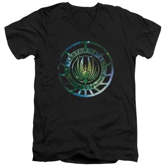 Battlestar Galactica (New) - Galaxy Emblem - Slim Fit V Neck Shirt - Small
