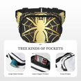thumbnail image 5 of Rateoe Gold Spider On The Web Print Fanny Pack Belt Bag for Women and Men, Square Double-Layer Waterproof Waist Pack with Adjustable Strap for Hiking, Jogging, Cycling, 5 of 9