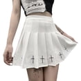 thumbnail image 4 of DuAnyozu Women High Waist Gothic Punk Mini Skirts Cross Pattern Pleated Skirt, 4 of 6