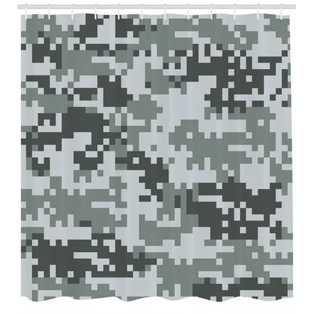 Camo Shower Curtain Digital Pixel Effect Modern Design Conceptual