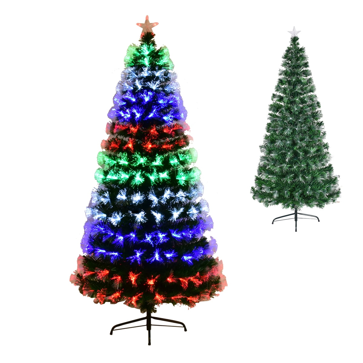 Topbuy 6' Pre-Lit Fiber Optic Tree Ringlike LED Lights Artificial ...