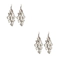 thumbnail image 2 of yingyy 2 Pieces Glitter Earrings Exquisite Multilayer Ear Dangle with Tassels Electroplating Fashion Accessory Valentines Day Silver 2Set, 2 of 6