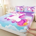 thumbnail image 4 of Erosebridal Cartoon Unicorn Girls Bed Sheets,Kawaii Cute Animals King Sheets For Kids 4-Piece, 4 of 6