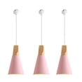 thumbnail image 1 of FSLiving H-Style Track Mount Pendant Fixture Scandinavian Style Pendant Lights for Kitchen Hanging Lamp Modern Wood and Aluminium Light Customizable,Pink - 3 Lights, 1 of 6