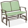 thumbnail image 3 of Best Choice Products 2-Person Outdoor Swing Glider, Steel Patio Loveseat, Bench Rocker w/ Armrests - Sage Green/Brown, 3 of 9