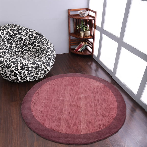 Rugsotic Carpets Hand Tufted Wool Eco-Friendly 8'x8' Area Rugs Round Red Purple Contemporary Modern High Pile Thick Handmade Anti Skid Indoor Rug for Living Room, Bedroom K00201