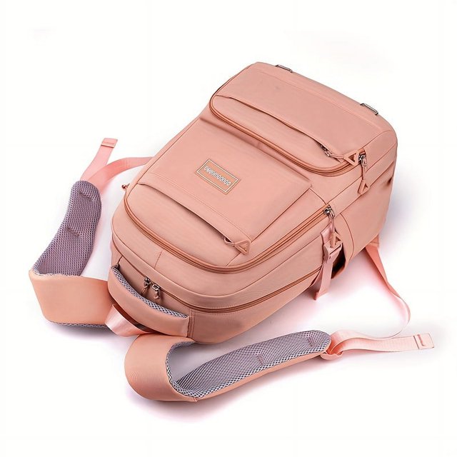 1pc Large Capacity Nylon Backpack, Preppy Fashion Student Backpack Travel Backpack, Outdoor Large Capacity Backpack, Men's Women's Simple Solid Color Bag, Multi-layer Design Bag