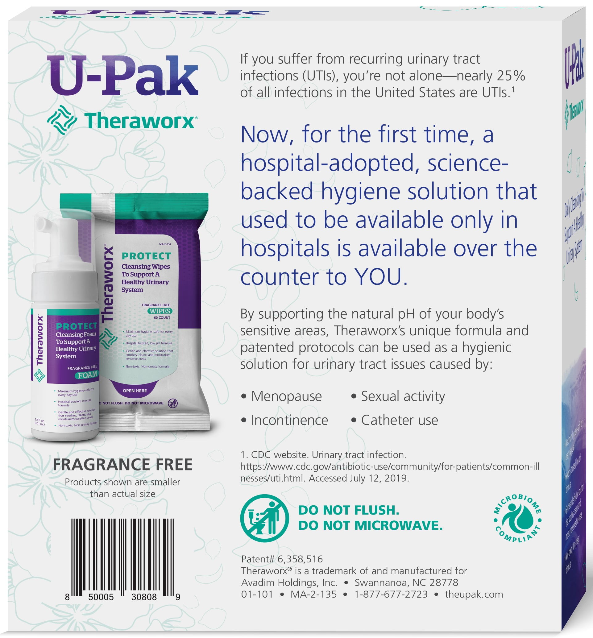 Theraworx Protect U-PAK 60ct wipes and 3.4 fl oz Foam