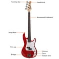 thumbnail image 2 of Electric Bass Guitar Kit for Beginners/Musicians, with 20-Watt Amp, Split Single-Coil Pickup, Bag/Strap/Amp Wire/Tools, 4 String, Right Handed (Red), 2 of 9