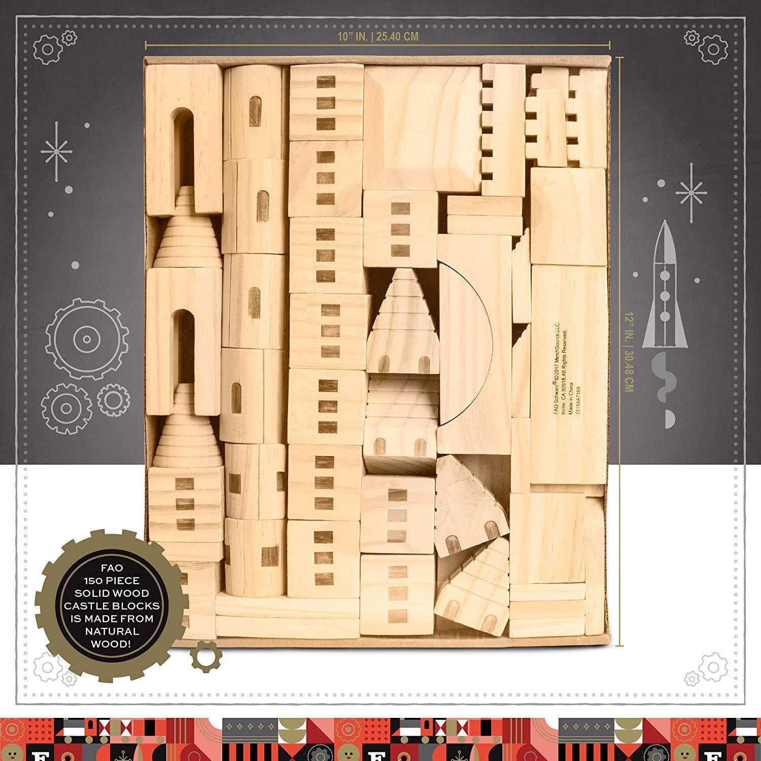 150 Piece Set Wooden Castle Building Blocks Fao Schwarz Toy 150 Piece Set Wooden Castle Building Blocks Fao Schwarz Toy Solid Pine Wood Block Playset Kit For Kids Toddlers Boys And Girls Fantasy Meval
