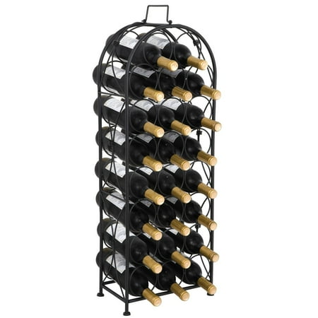 Zeny Black 23 Bottle Wine Rack Arched Top Free Standing Floor Wine Storage Rack Display Shelves