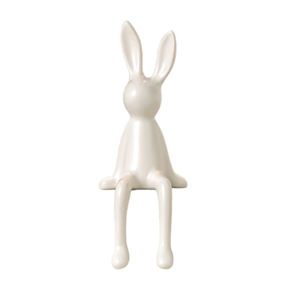 1PCS Ceramic Rabbit Figurine Rabbit Statue Shelf Sitter Decor, Long-Eared Sitting Bunnies Sculpture for Home Bookshelf Mantel Elegant Art Decor for Birthday Gift
