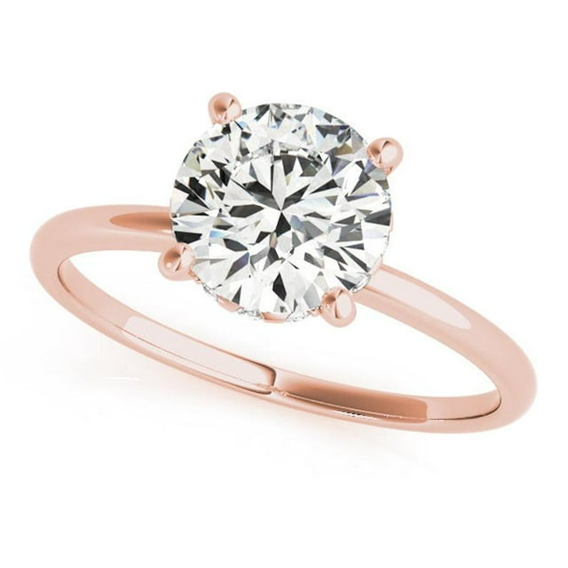 2.16 Ct Round Diamond Engagement Rings for Women Solid 18K Rose Gold