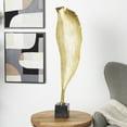 thumbnail image 2 of 11" x 36" Gold Aluminum Textured Leaf Abstract Sculpture with Black Marble Base, by DecMode, 2 of 7