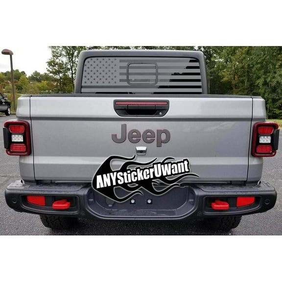 AnyStickerYouWant - American Flag Full Rear Window Vinyl Decal Sticker Compatible with and Fits Jeep Gladiator 2021 (Straight Regular)