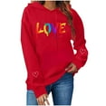 thumbnail image 4 of Valentines Day Hoodies for Women Casual Loose Pullover Sweatshirts Long Sleeve Red Sweater Tops with Pockets, L, 4 of 7