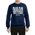 thumbnail image 2 of Wild Bobby Noah Was A Conspiracy Theorist Inspirational/Christian Unisex Crewneck Graphic Sweatshirt, Vintage Heather Navy, X-Large, 2 of 5