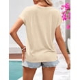 thumbnail image 6 of Merokeety Womens Summer V Neck Lace Pleated Blouses Tunic Tops Apricot l, 6 of 6