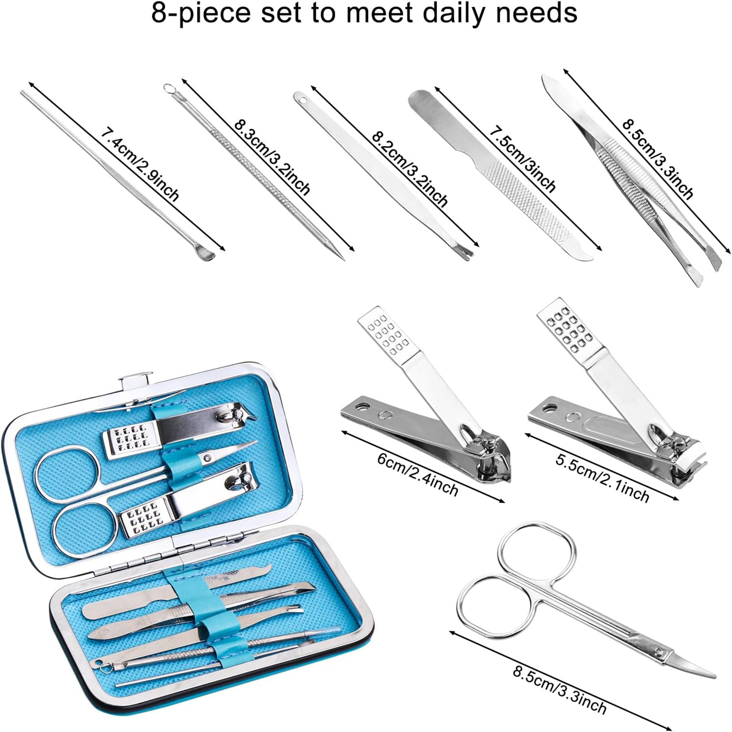 48pack Bulk Manicure Set, Nail Clippers Kit Stainless Steel Fingernail Clippers, Sturdy Nail Tip Cutter Trimmers Professional Grooming Toenail Clippers Personal Pedicure Kits Gift (8-in-1, 4 Colors)