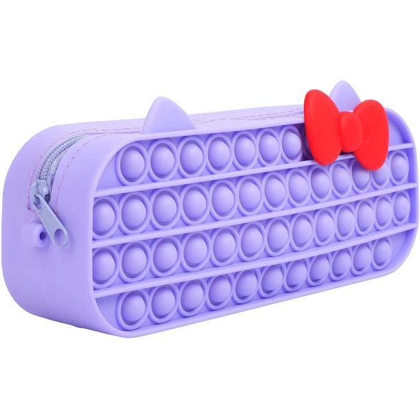 Pop It Bubble Pencil Case Fidget Toy Cute Cat Silicon Pen Bolsa de almacenamiento Papelería Alivio del estrés Descompresión para niños Adultos Estudiante Escuela Suministros de oficina JFHHH pequeña