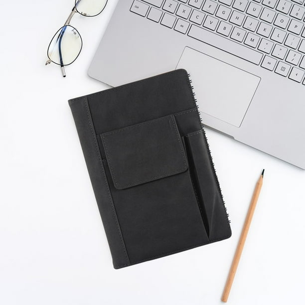 Fiudx Cuaderno A5, Bloc de Notas de Hojas Gruesas, Bloc de Notas de Piel Sintética Resistente, Prácticos Bolsillos En La Cubierta, Ideal para Oficina y Escuela, Ideal para Profesionales y Estudiantes