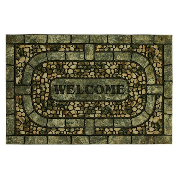 Welcome Garden Pebbles Gray 23 in. x 35 in. Doorscapes Estate Mat