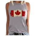 thumbnail image 1 of MIASHUI Camisole pour Femme Imprimé Drapeau du Canada Été Col Rond Sans Manches, Gris, G, 1 of 4