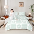 thumbnail image 4 of Homewish Vintage Flowers 3 Pieces Queen Comforter Set for Teens Boys Girls,Retro Floral Ultra Soft Bedding Sets,Geometric Plaid Grid Bedding Comforter Set,Super Cozy Room Decor,Reversible, 4 of 8