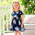 thumbnail image 7 of Gelikeya Summer Dresses for Girls Size 6-8 Short Sleeve Round Neck Casual Dress Cute Floral Prints Princess Dresess(Toddlers, Z09 Blue, 5-6 Years), 7 of 7