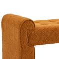 thumbnail image 6 of Modern Boucle Teddy Ottoman Bench with Headrest and Armrest,  Comfy Upholstered End Bed Bench with Wood Hairpin Legs for Bedroom, Living Room, Hallway, Orange, 6 of 9