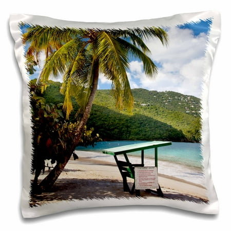3dRose Beach, Lifeguard post, St Thomas, US Virgin Islands - CA37 BJN0001 - Brian Jannsen, Pillow Case, 16 by