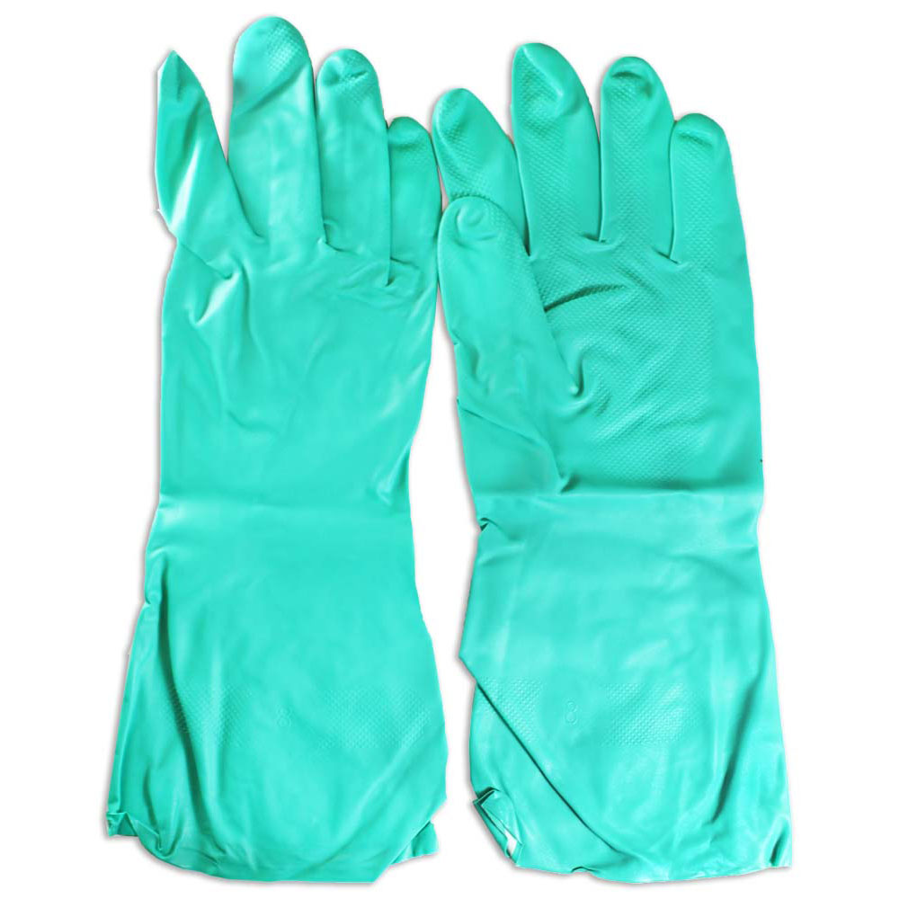 13 Inch Green Nitrile 15mil Rubber Wash Gloves Small (Pack of 12