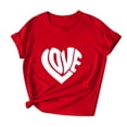 thumbnail image 1 of Penkiiy T-Shirts de la Saint-Valentin pour Femmes Imprimé Cœur Mignon T-Shirts Graphiques Décontractés Manches Courtes TG Rouge, 1 of 7