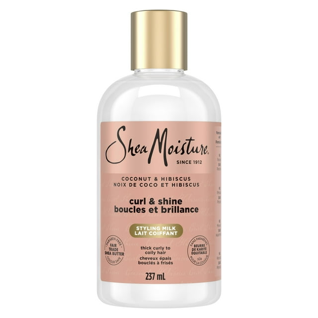 SheaMoisture Curl & Style Milk Leave-In Conditioner for thick, curly hair Coconut & Hibiscus hair conditioner with Silk Protein and Neem Oil