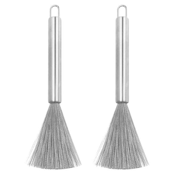 GOOHOCHY 2 cepillos de limpieza de acero inoxidable, cepillos de limpieza de ollas de acero inoxidable, cepillos de limpieza de platos, cepillos de fregado de acero inoxidable para utensilios de